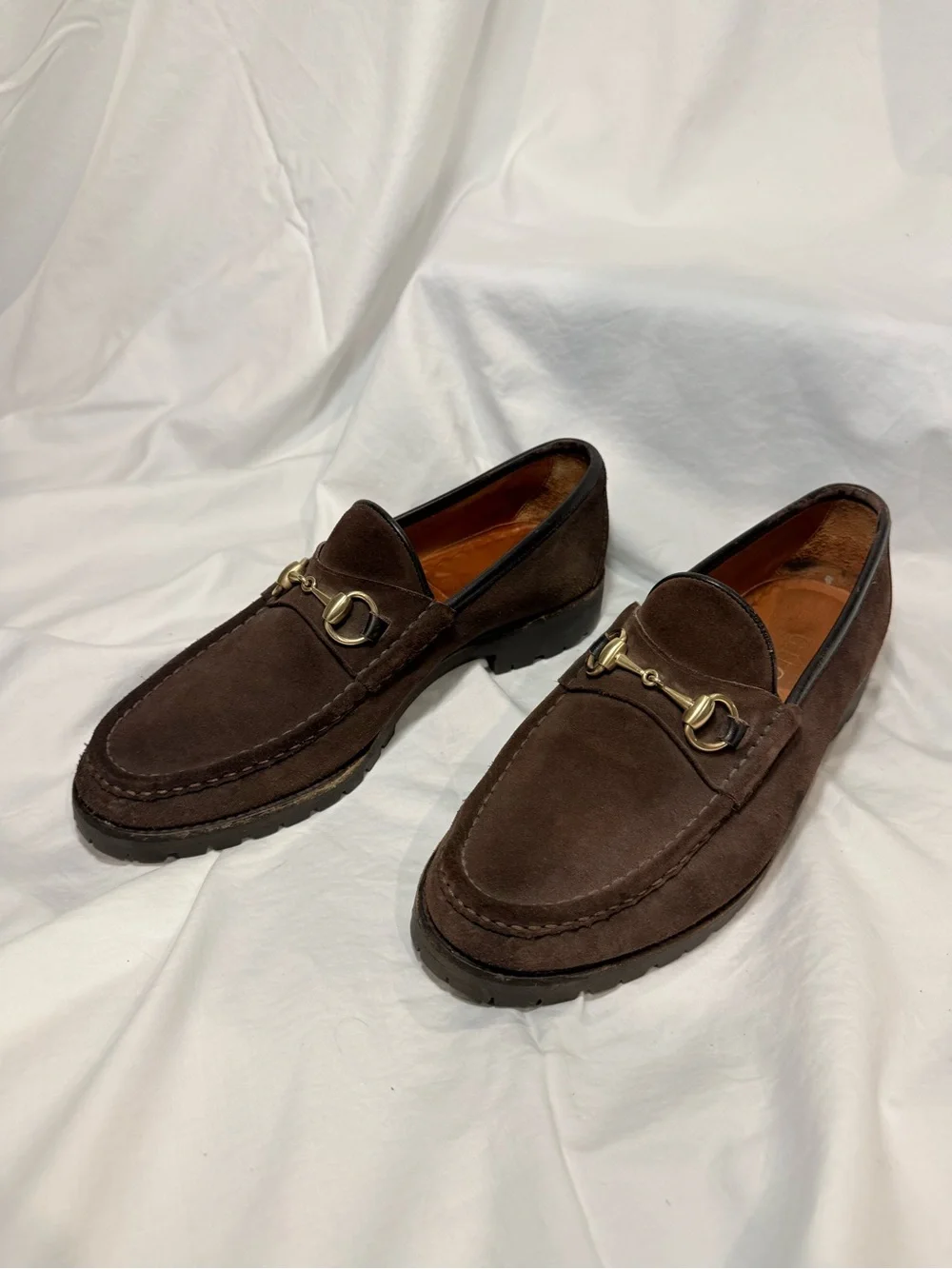 Gucci Dark Brown Suede Horsebit Loafers